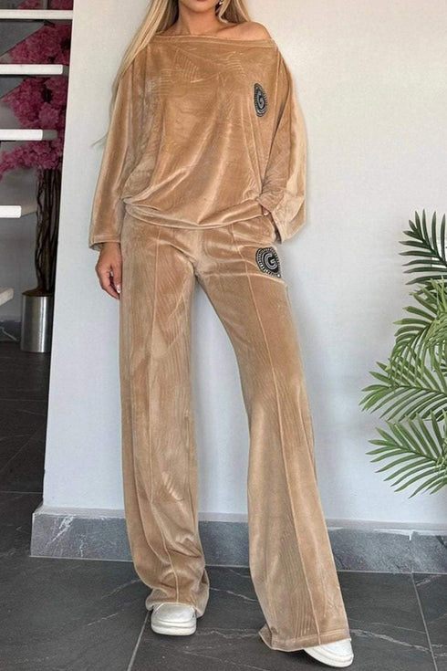 'Fauna' Long Sleeve Top and Pants Set - Celes Fashion